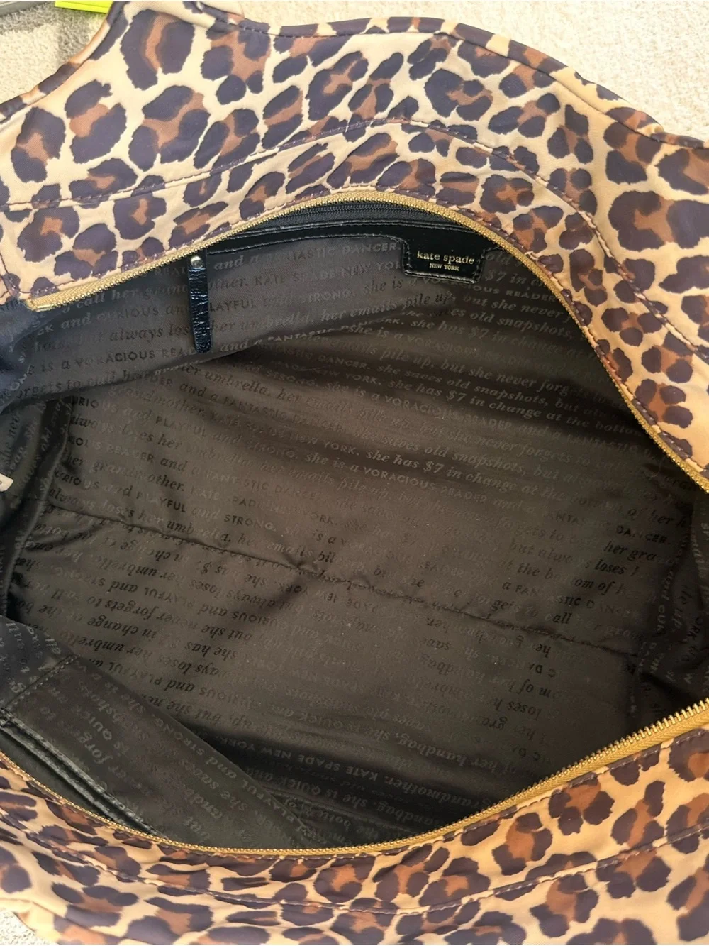 Leopard Print Tote Bag with Black Trim Kate spade- Women's Fashion Handbag